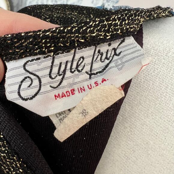 Vintage Style Trix Black Multicolor Sequin Mesh Sleeveless Top 8 Disco - Picture 7 of 8